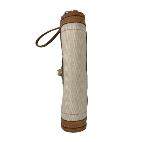 Coach Straw Summertime Clutch Wristlet Bag Natural Leather Trim Turnlock Coastal - Picture 6 of 16